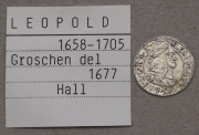 Stříbrný 3 Krejcar Leopolda I. 1677 - Hall!