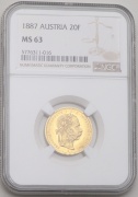 Zlatý 8 Gulden / Osmizlatník 1887 bz - NGC MS63 - TOP POP!