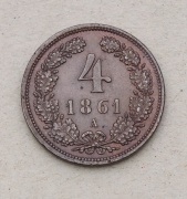 4 Krejcar Františka Josefa I. 1861 A - Super Stav!