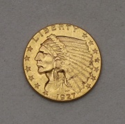 Zlatý 2 a 1/2 Dollar 1927 - Indian Head - Krásný Stav!