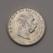 Stříbrná 5 Corona Františka Josefa I. 1909 bz - Schwartz