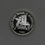 Stříbrný 500 Schilling 1982 - Rakouské Tiskařství - PROOF!