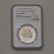 Stříbrná 25 Kčs 1969 - J. E. Purkyně - PROOF - Super Stav!