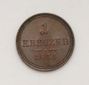 1 Krejcar 1851 A - František Josef - Super Stav!